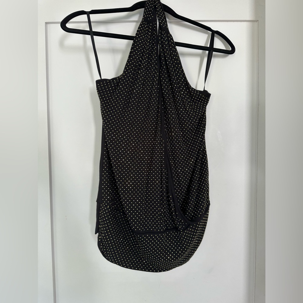 Bebe gold and black halter top open back size xs